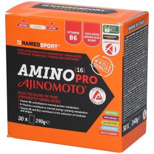 Namedsport srl Amino 16 Pro Ajinomoto - aminoacidi ramificati ed aminoacidi essenziali - 30 bustine