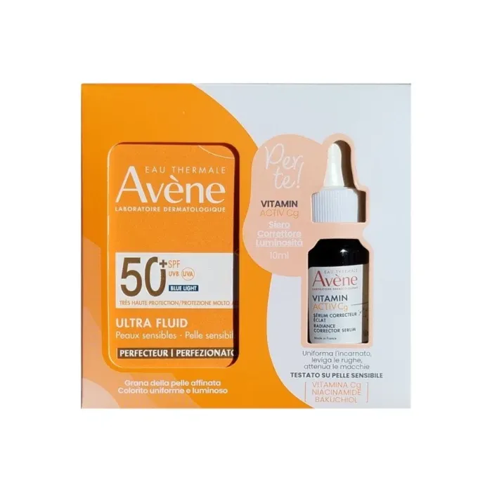 avene solari ultra fluid perfezionatore spf 50+ protezione molto alta colorata 50ml + vitamin activ cg siero 10ml omaggio