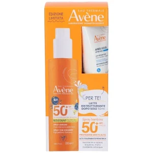 Eau thermale avene solare spray bambino spf50+ 200 ml + ristrutturante doposole 50 ml